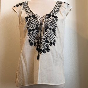 J.crew cap sleeve embroidered blouse